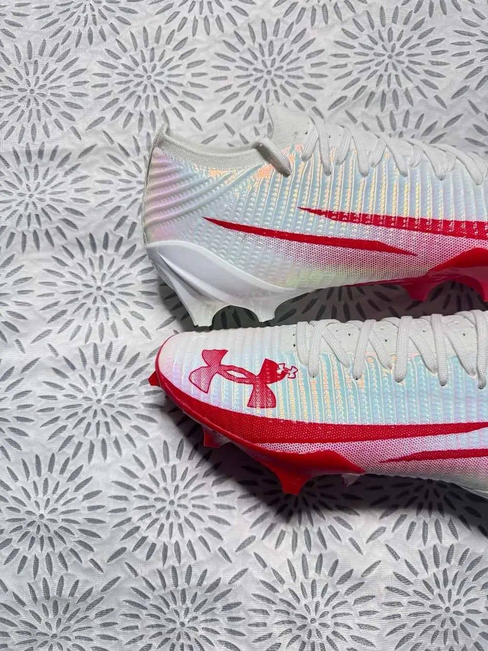 Under Armour Blur Pro Men's Football Cleats White Red 12 Mens 3028220-101